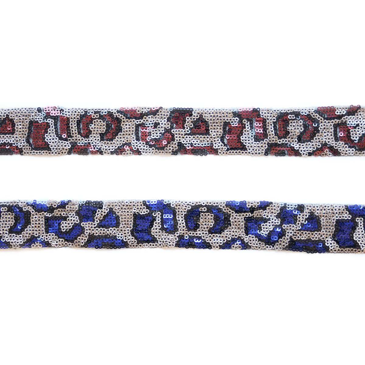 Nastro Paillettes Glitterato - Treccia Onde Blu Reale - 7mm X 13m Per Craft E Cucito - Foto 2