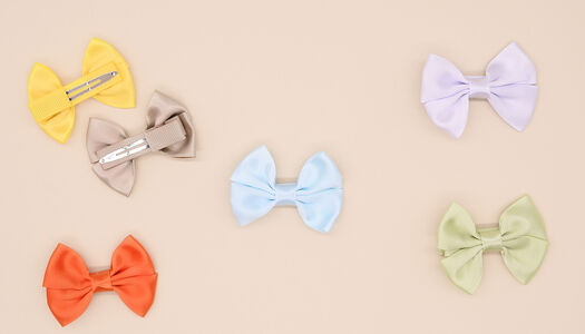 Mollettina per capelli - fiocco doppio in raso con passante centrale