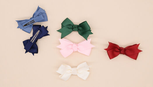 Mollettina per capelli - fiocco in gros grain con nodo centrale 