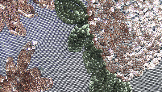 Tessuto ricamo floreale in paillettes