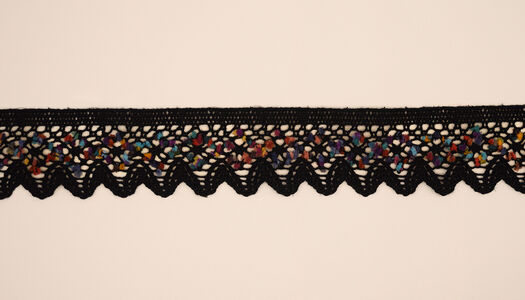 NASTRO RICAMATO ONDE CON POMPOM MULTICOLORE