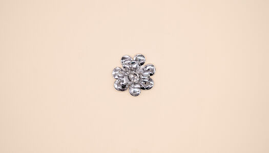 FIORE DOPPIO ARGENTO CON CRISTALLO CENTRALE