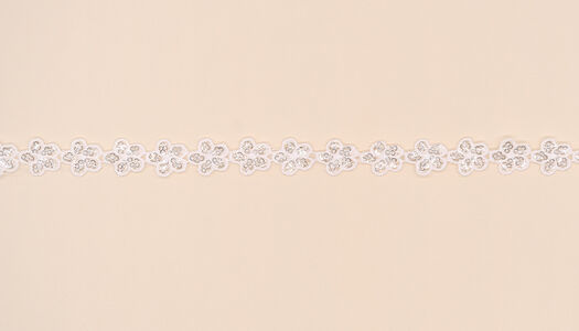 NASTRO FIORELLINI RICAMATO CON MICRO PAILLETTES 