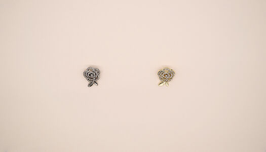 SPILLA ROSA CON FOGLIE E STRASS 