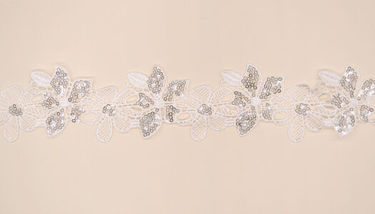 NASATRO MACRAME FIORI GRANDI RICAMO MICRO PAILLETTES 