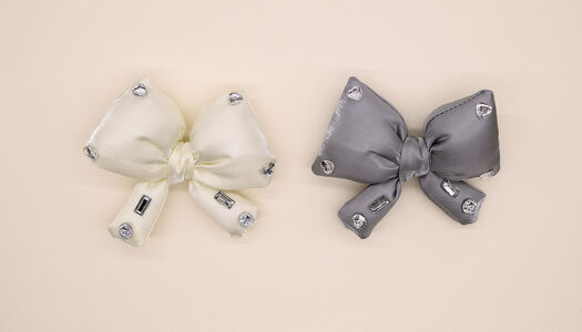 FIOCCO IMBOTTITO IN RASO LUCIDO CON STRASS