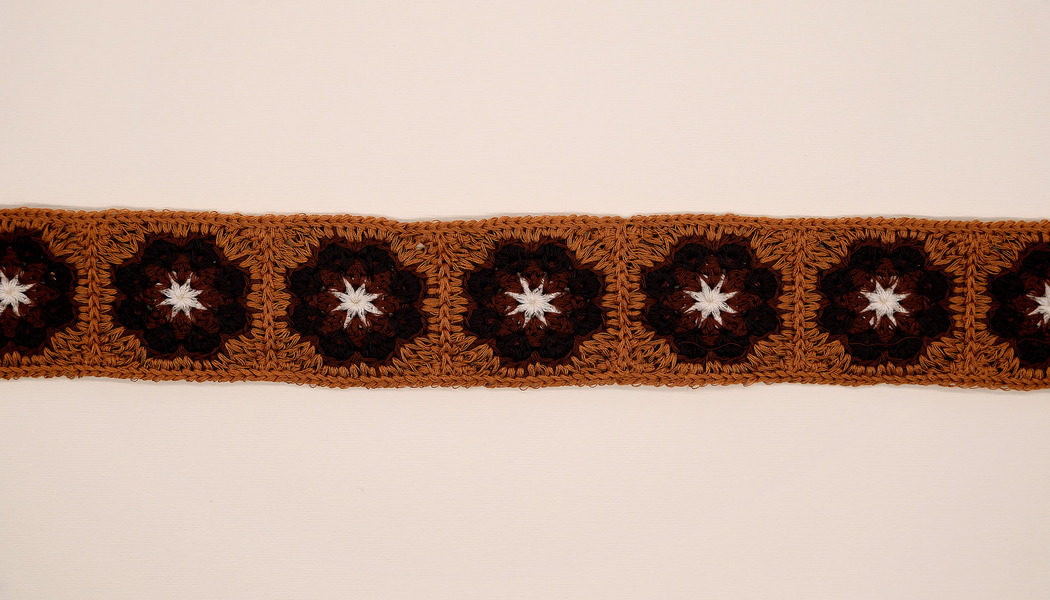 NASTRO RICAMATO A MACCHINA EFFETTO UNCINETTO CON FIORI 