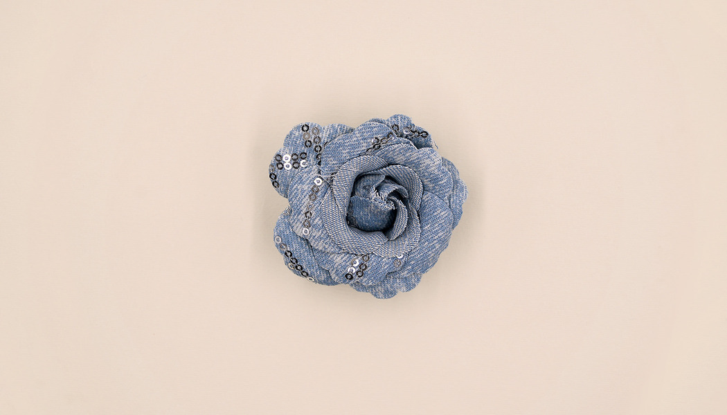 ROSA RIGIDA DENIM + RICAMI MICROPAILLETTES 