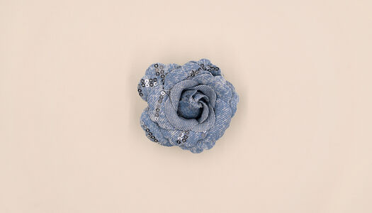 ROSA RIGIDA DENIM + RICAMI MICROPAILLETTES 