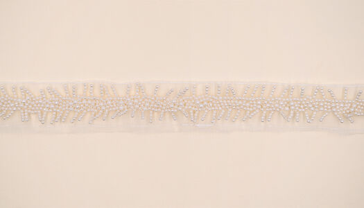 NASTRO BASE TULLE CON RICAMO PERLINE 3D 