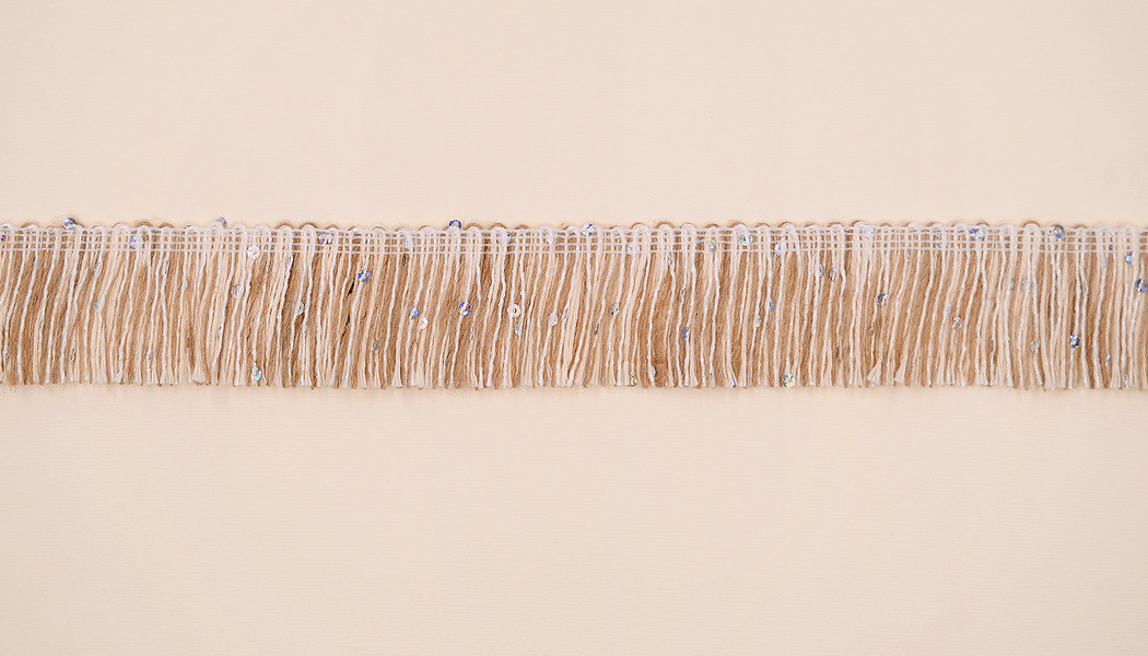 NASTRO IN COTONE YUTA SFRANGIATO CON MICRO PAILLETTES 