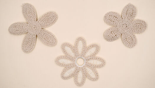 FIORI RICAMATI MACRAME' CORDONCINO NATURALE 